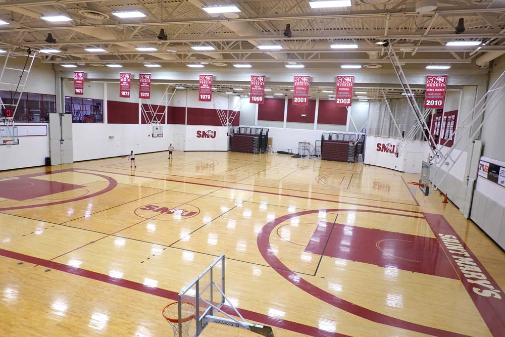 View of gym from second floor looking down